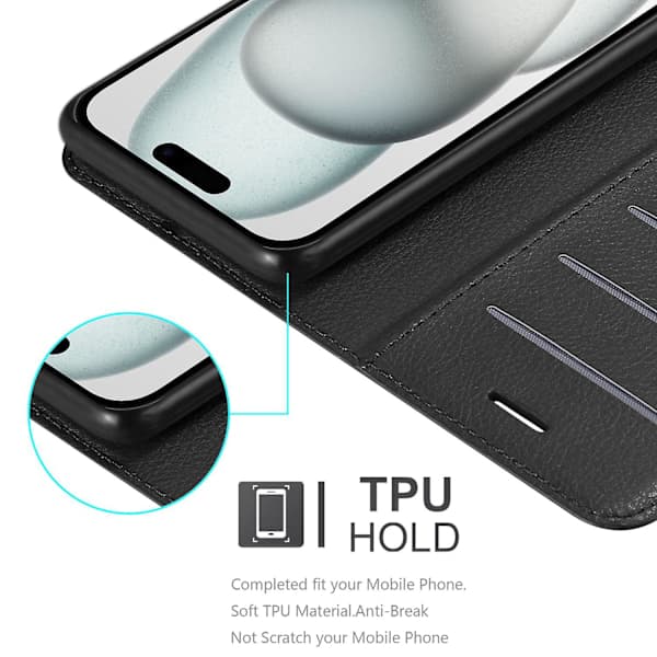 iPhone 15 Schutzhülle - mit Kartenfach und Standfunktion