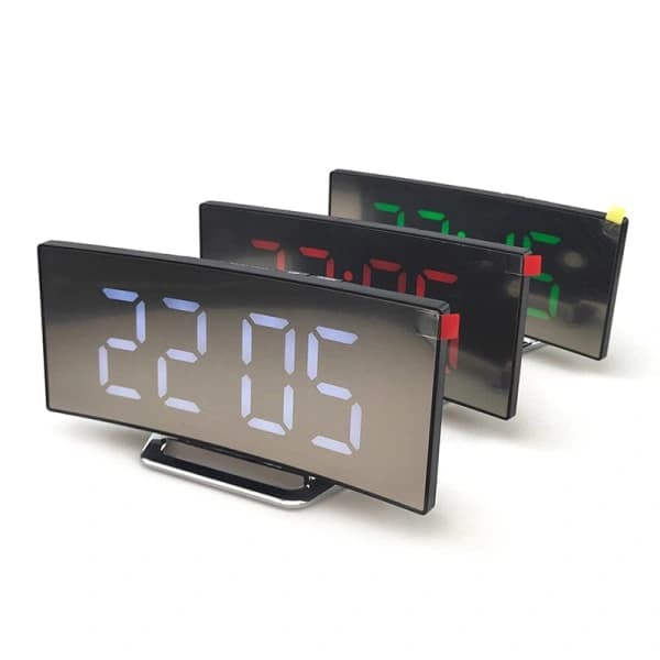 7 tommer digitalt vækkeur buet dæmpbar LED elektronisk rød