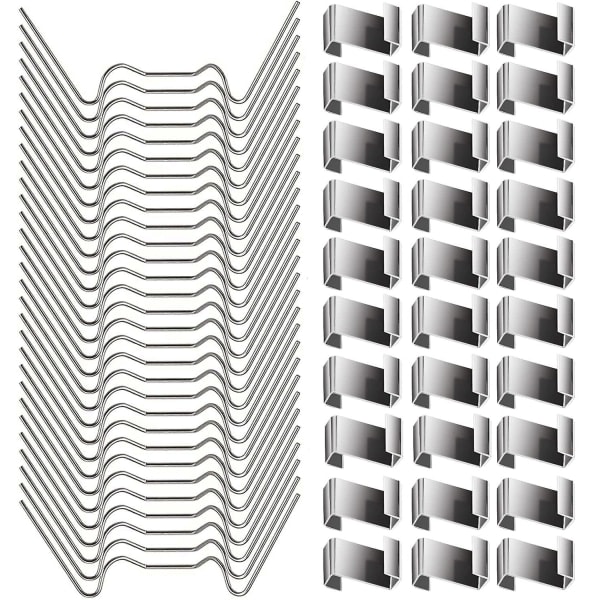 100 stk. drivhusclips til glas - Rustfri drivhusvinduesclips Glasrudespændere - 50 stk. drivhus