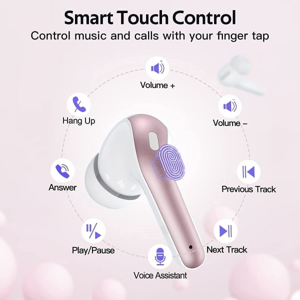 Wireless Headphones with Microphone and Touch Control Pink