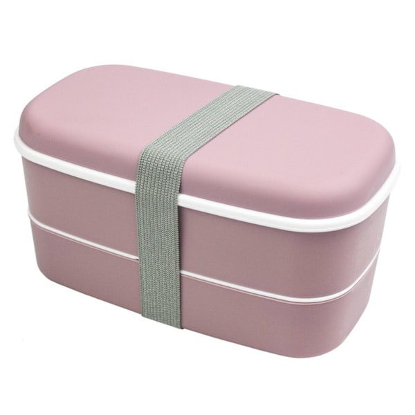 Hälsosam Lunchlåda: 2 Fack, Ätpinnar & Kompakt Design Pink Rosa