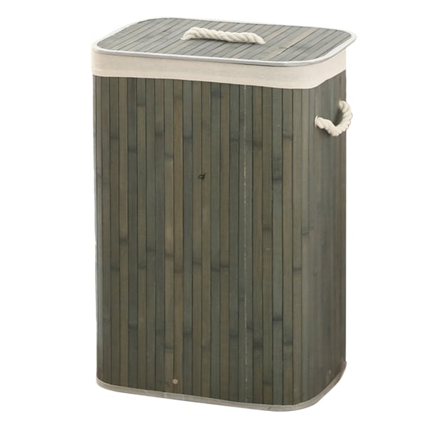 Vikbar tvättkorg Livsmedelskorg Bambu Stor kapacitet Förvaringshink för smutsiga kläder för hemmet 1,7 grå fyrkantig