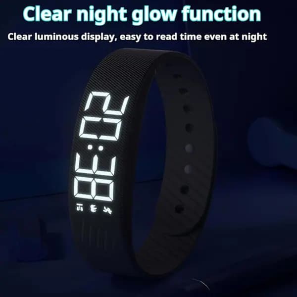 Vibrating Alarm Clock, Rechargeable, Silent Vibration, Deep Sleep Smartband, Wake-Up, Travel, Work, Black Bule bule