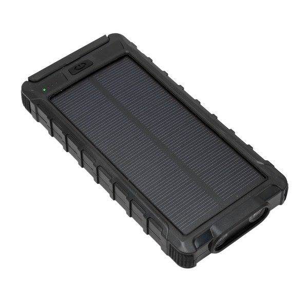 Bærbar solcelleoplader 20000mAh solenergibank med kompas og LED lommelygte til udendørs sort