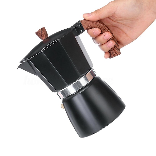 Espressokaffetrakter i italiensk stil av aluminium, Perkolator, Kokeplate, Kanne Svart Black 300ML