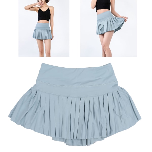 Plisseret nederdel Åndbar Stretchy Moderigtigt sportsshorts Nederdel med lommer til piger Kvinder M