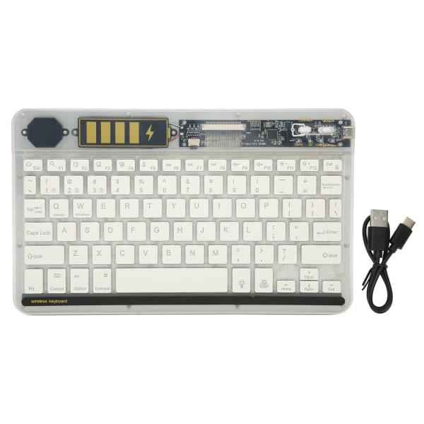 10 tommer gennemsigtigt trådløst Bluetooth-tastatur Multi Device Connect Baggrundsbelysning Ultratyndt tablet-tastatur til bærbare computere Telefoner Hvid