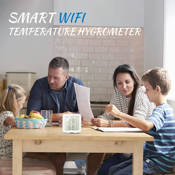 Smart WiFi-termometer hygrometer kompatibel med digital temperaturgivare temperatur- och fuktighetsmätare med dagliga historiska loggar