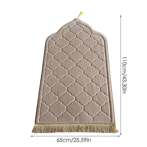 Halkfri Flanell Bönematta för Bön och Resor - Mjuk Bärbar Matta för Ramadanpresent Grey