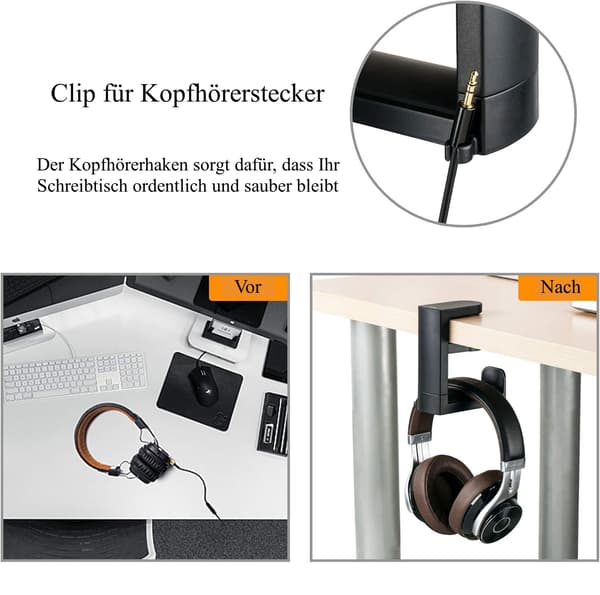 Hodetelefonstativ Hodetelefonholder med 360° roterbart headset Svart