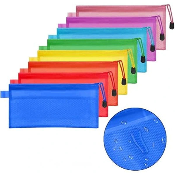 8 stk. transparente farverige A6 PVC-mappe tasker