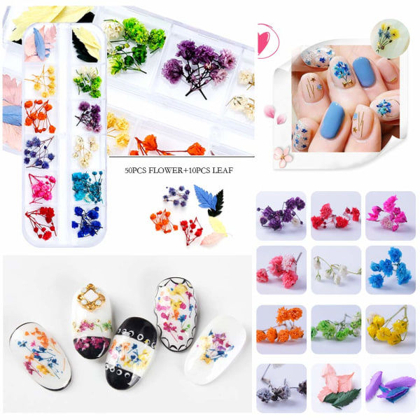 Torkade blommor för Resin Nail Art 3D, torkade blommor för naglar 2—PA