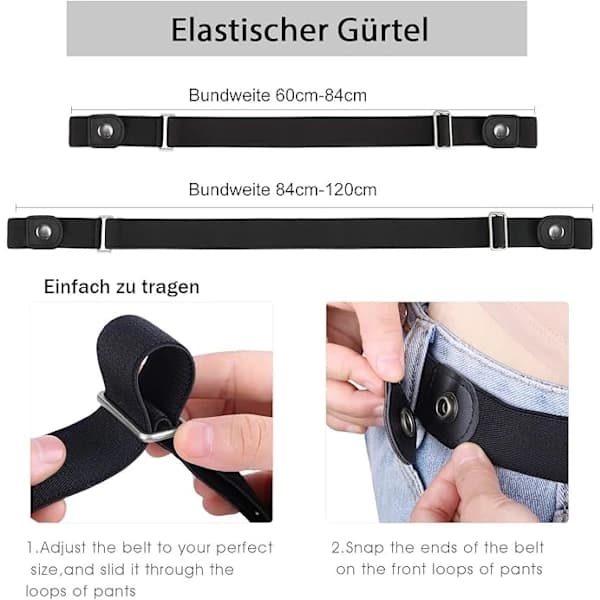 Elastiskt bälte för kvinnor, spännlöst osynligt bälte för jeans