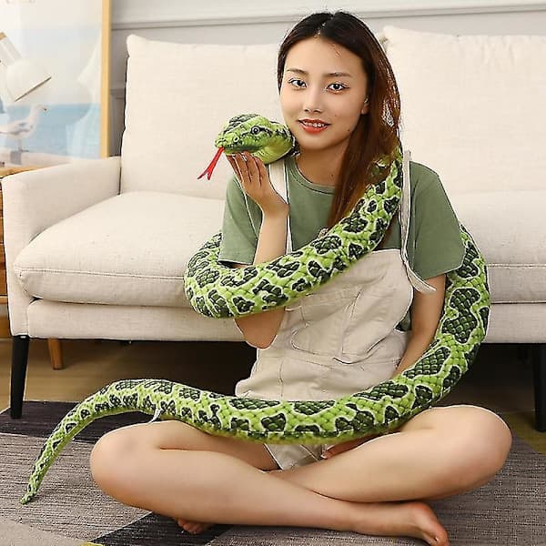 Paris_1:a 200 cm Jätteplyschorm Leksak Simuleringsliknande Lång Gyllene Python Gosedjur Orm Barnpresent Heminredning Röd Grön