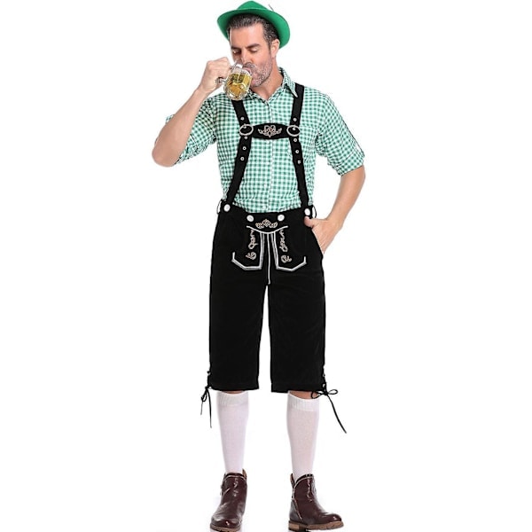 Herrkostymisetti Halloween-pukeutumisjuhliin, naamiaisiin ja Oktoberfest-olutjuhlaan, vihreä vihreä L