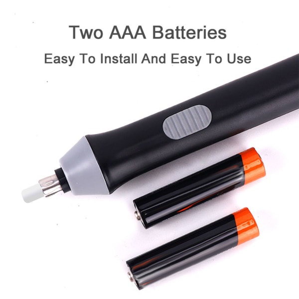 Elektrisk viskelær Batteridrevet roterende automatisk blyant viskelær for kunstnere Skissere Maling Tegning Svart