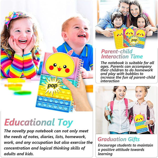 Pop Bubble Fidget Anteckningsbok, Popper Anteckningsbok För Flickor Pojkar, Stressavlastande Fidget Anteckningsbok För Barn Skola Hemma Högskola Kontor (Regnbåge) Rainbow-1 Pcs