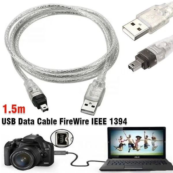 Mini DV til USB & FireWire IEEE 1394-kabel for PC-videoredigering