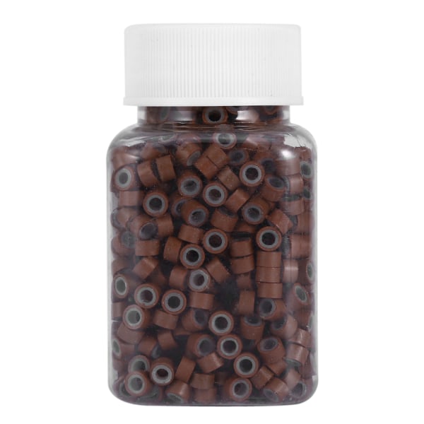 1000 st/flaska Silikonlänkringar Pärlor Verktyg för fjäderhårförlängning (ljusbrun)