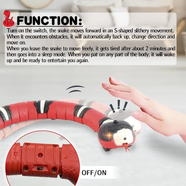 USB Rechargeable Snake Cat Toy with Intelligent Sensor