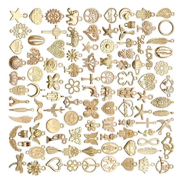 100 kpl kaulakoru riipuksen tarvikkeet kultaseos DIY kultainen käsityö riipus korujen valmistukseen