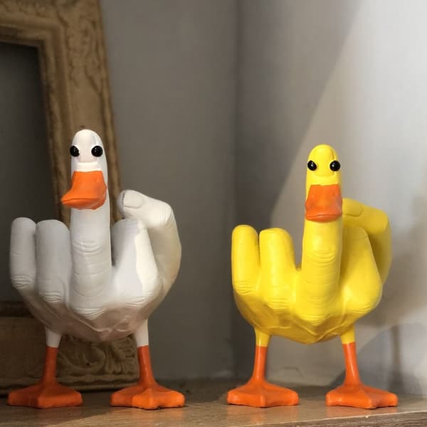 Långfinger Andefigurer Harts Anka Dekorasjon HVIT