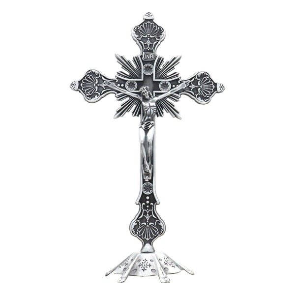 Metall vintage korsfigur Jesus korsfäst kristen katolsk konststaty null - 6