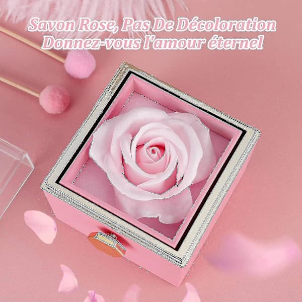 Eternal Rose Presentkit, with a 360° Rotating Box and Preserved Red Rose, Enhanced with Elegant Packaging to Express Eternal Love