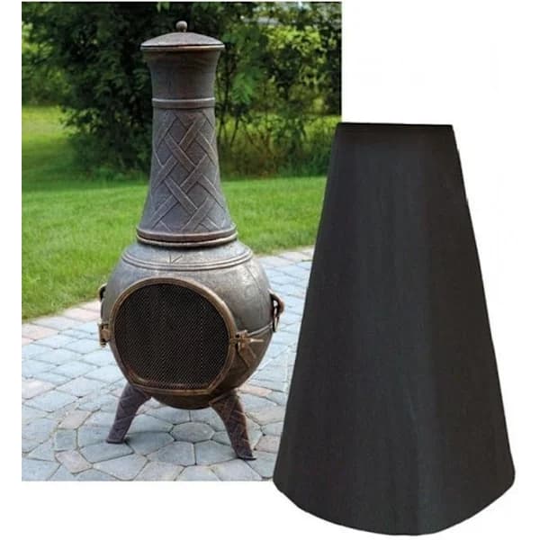 Udendørs Chiminea-overtræk Vandtæt Polyester PVC UV-resistent Terrassevarmerovertræk til Havepejs Sort 61 x 21 x 122 cm