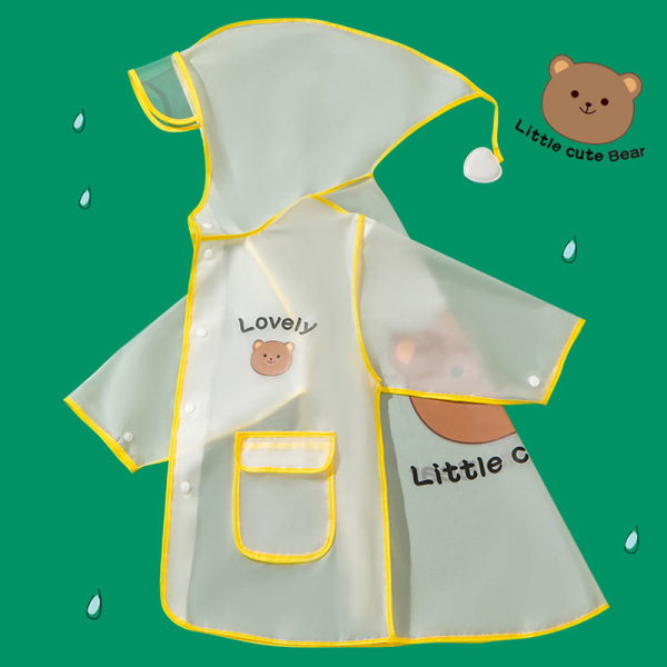 Regnfrakke til børn Børn Regnjakke EVA Regnfrakke med hætte Vandtæt vindtæt til piger Drenge Småbørn Baby Gul bjørn M