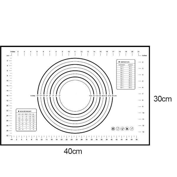 Silikonfiberglass Bakeplate Kakebakevare Liner Pad Matte Rulledeig Matte Bake Pastry Verktøy Black 50x40cm