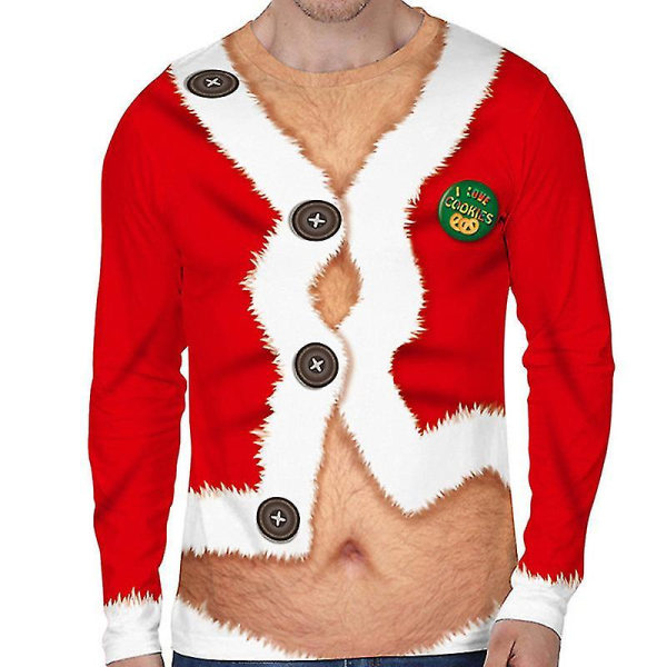 Mænds Ugly Christmas 3d-printet långärmade tröjor Tryk Trendig trøje med parjacka XXS