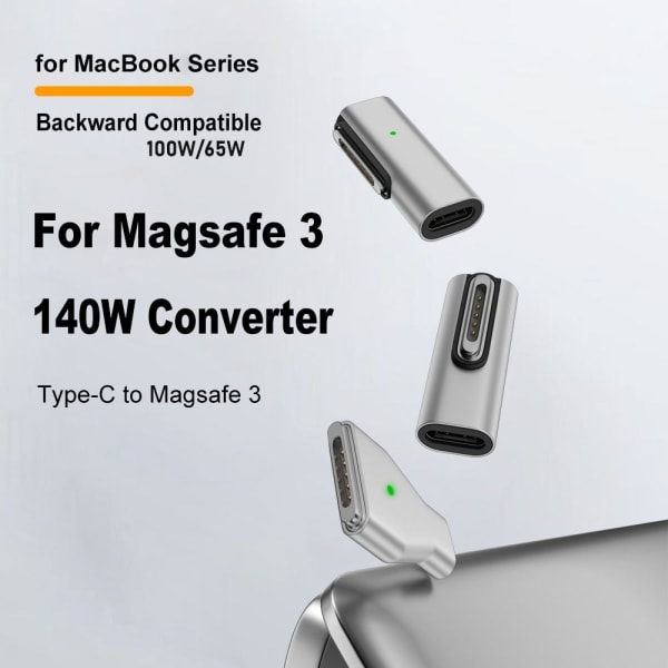 Type-C hun til Magsafe 3 konverter USB-C magnetisk adapter Side Bend Side Bend