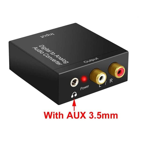 1. Optisk Coax Toslink Digital til Analog Konverter RCA L/R S Sort 1 stk