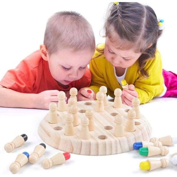Minnesspel med Stick Chess, Träspel, Memory Chess på svenska