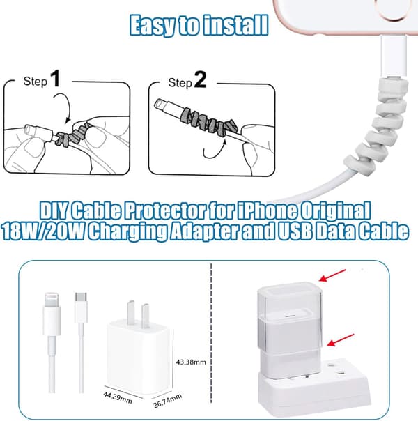 Kabelbeskytter for iPhone 20W Lader, Søt 3D Sommerfugl Lader C