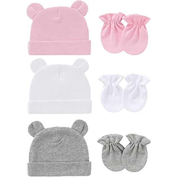 nyfödd baby hatt handskar sett rosa dress