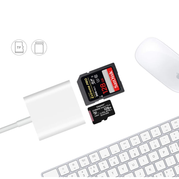 Lightning till SD Kortläsare iPhone Vit-SD Card Reader 1-Pack
