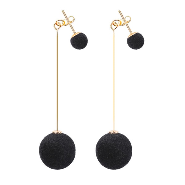 1 par enkle søte øredobber lang ball anheng kvinner jente smykker gave (svart)