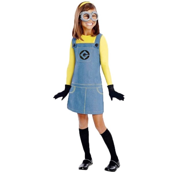 Bob Minion-kostyme for barn, gutt og jente Minion Jumpsuit-antrekk med beskyttelsesbriller og hatt Girl M Girl M