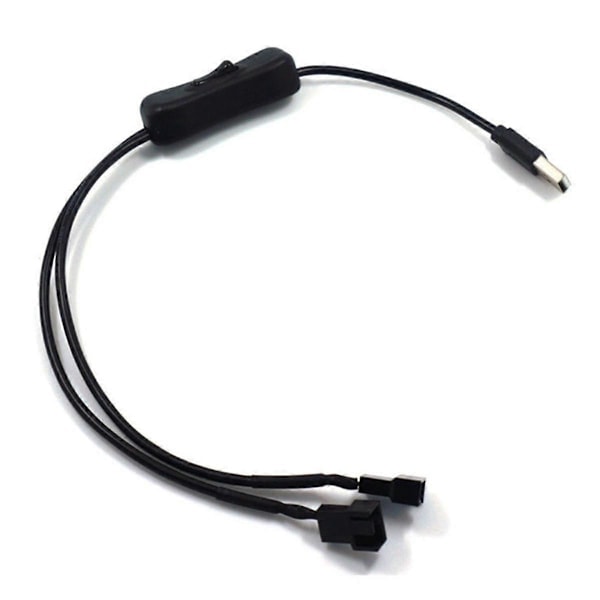 USB til 3-pin / 4-pin PWM 5V USB-kabel for vifte med hylser, adapterkabel for kabinettvifte Svart（PA）