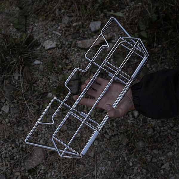 Sammenklappeligt bålsted i mesh til udendørs camping, sammenklappeligt bålstativ i stålnet til have, baghave.pa