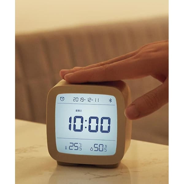 Qingping Smart Bluetooth Digital Alarm Clock with Multiple Alarms, Battery Powered Small Alarm Clock with Temperature and Humidity Display for Bedroo...
