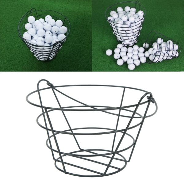 Opbevaringskurv til golfbold Metal Letvægts kurvebeholder med stor kapacitet med foldbart håndtag til golfbane S