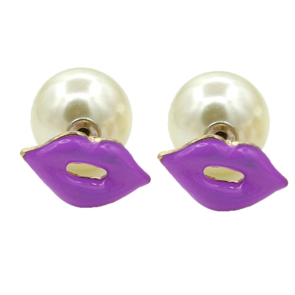1 pari uutta naisten muotinappikorvakorut helmihuulikorvakorut korulahja (violetti)