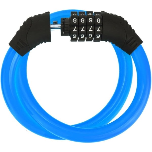 Sikkerhedscykellås 4-siffrigt genindstillet kombinationskabellås til blå