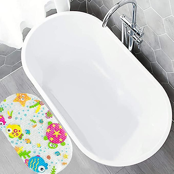Badekar måtte til badekar - Badekar måtte med tegneserie til baby, skridsikker badekar måtte og skimmelresistent brusemåtte med stærke sugekopper til babybørn