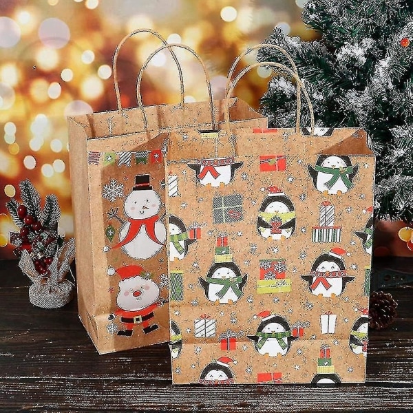 12 Stykker Juleposer Gaveposer Kraftpapir Festposer Juleposer Papir