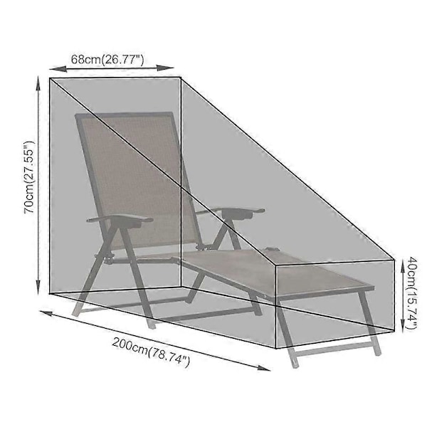 Lounge Stol Betræk Vandtæt Udendørs Have Anti-UV, 210D Materiale, Møbel Solvogn Betræk, 78.7x.pa