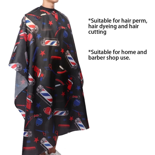 Fasjonabel frisørsalong Frisør Kapp hårklippeforkle hårskjønnhetsverktøy 160x140cm (svart)